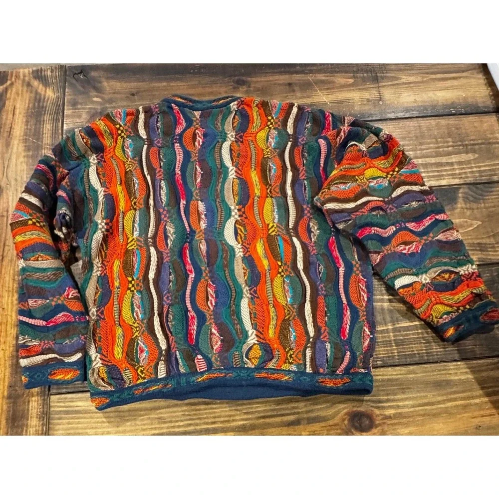 Vintage COOGI Australia Sweater Mens L 3D Knit Mercerised Cotton Multicolor 90s